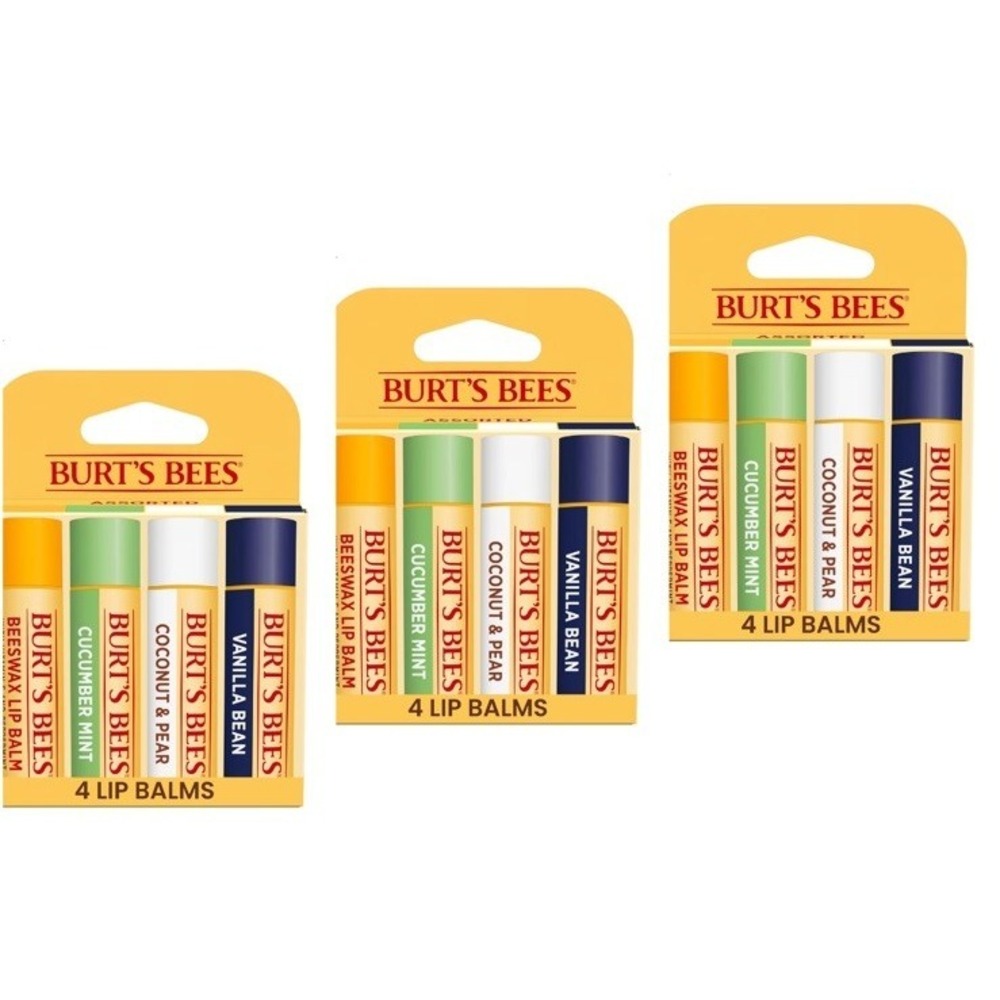 Burt's Bees Moisturizing Lip Balm - 4 Pack Variety Lot of 3 vanilla bean…